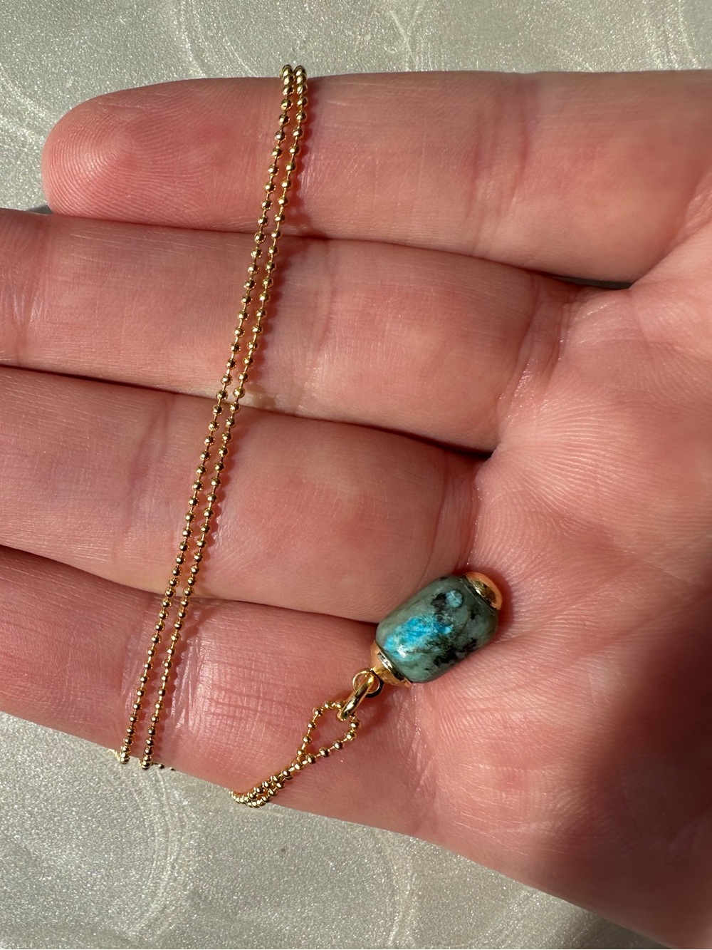 Gold Plated Chain with Amazonite Gemstone Pendant